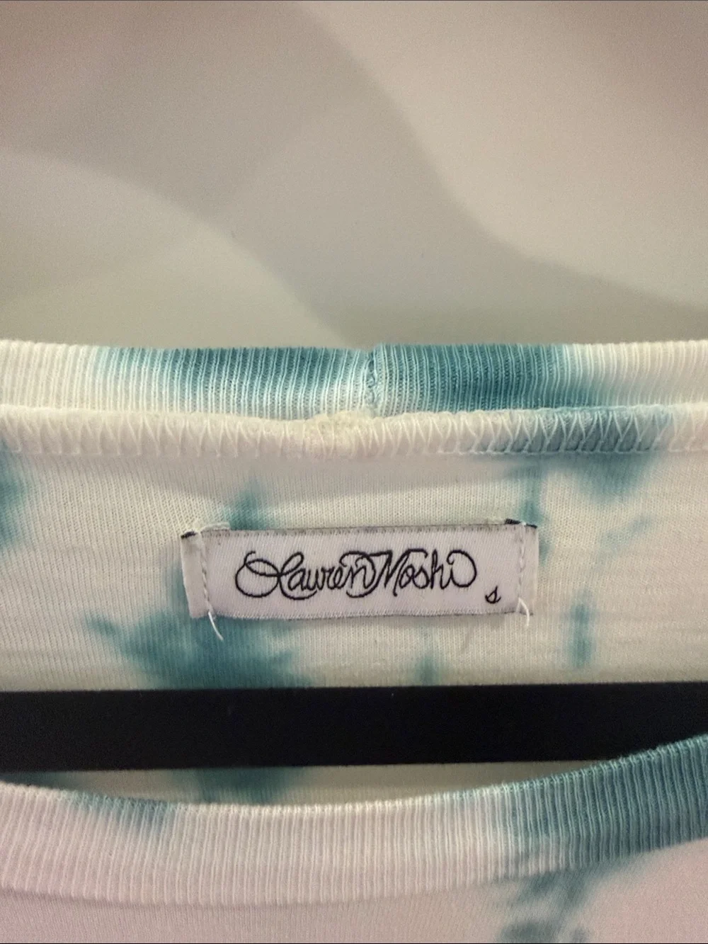 Lauren Moshi White & Teal Tie-Dye Peace Graphic Tee